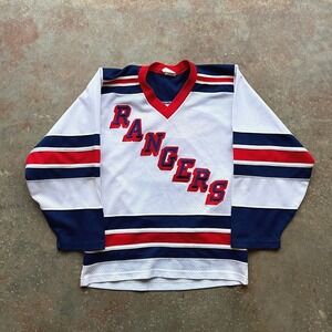 Vintage CCM New York Rangers Hockey Jersey Begley 2 White Blue Red Small